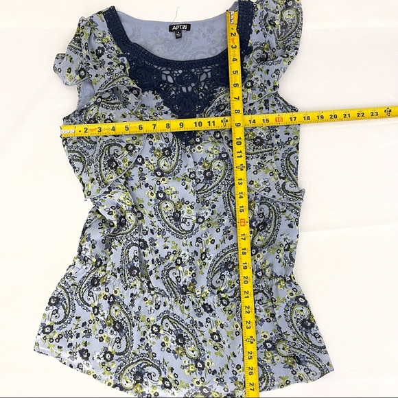 APT 9 top blouse Paisley Flowy artsy Floral boho short sleeveless M - Picture 8 of 9